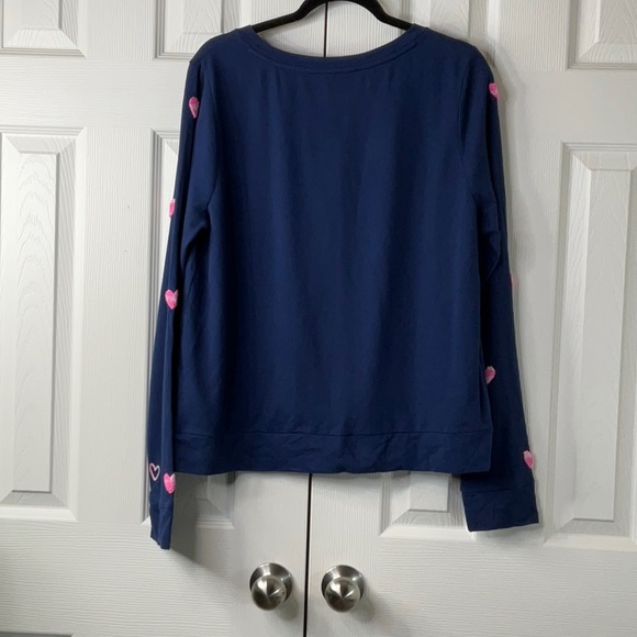 Lilly Pulitzer Rami Navy Sweatshirt Wild Hearts Embroidered Size L - Picture 6 of 8